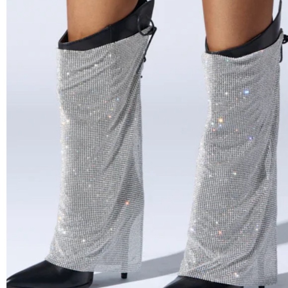 Azalea Wang Jaclyn Embellished stiletto Black Boots SZ. 10 - Picture 2 of 9